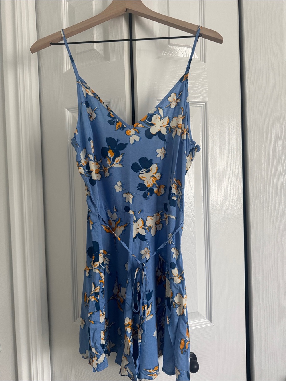 Uniqlo Blue Floral Spaghetti Strap Shorts Romper | S
